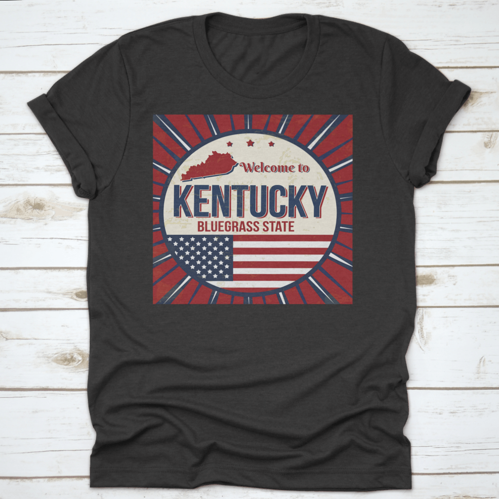A comfortable t-shirt featuring a detailed map of Kentucky, showcasing the Bluegrass State with vibrant colors and quality fabric.